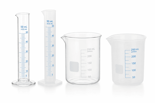 Graduated cylinders and beakers